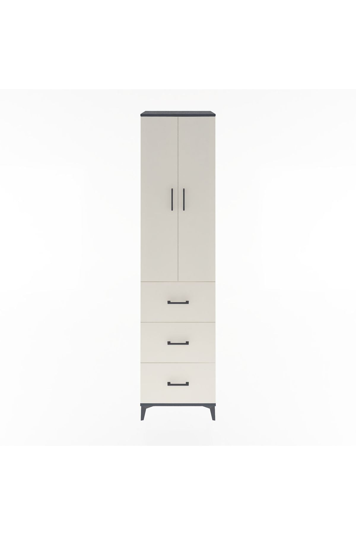 Hyperion Dolap 4 Raflı 3 Çekmeceli 2 Kapaklı 60x44x243 Antrasit-Aytaşı