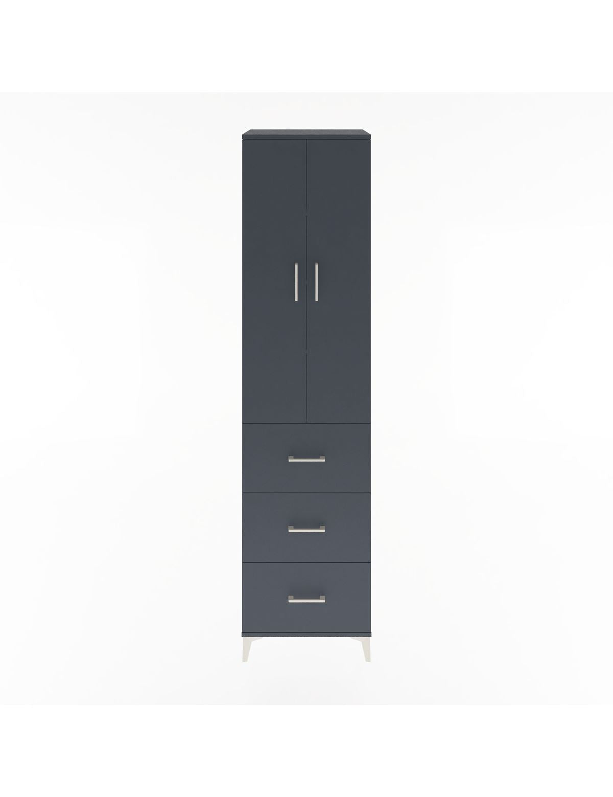 Hyperion Dolap 4 Raflı 3 Çekmeceli 2 Kapaklı 60x44x243 Antrasit-Antrasit