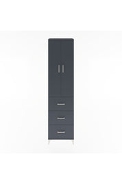 Hyperion Dolap 4 Raflı 3 Çekmeceli 2 Kapaklı 60x44x243 Antrasit-Antrasit