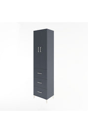 Hyperion Dolap 4 Raflı 3 Çekmeceli 2 Kapaklı 60x44x243 Antrasit-Antrasit