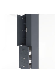 Hyperion Dolap 4 Raflı 3 Çekmeceli 2 Kapaklı 60x44x243 Antrasit-Antrasit