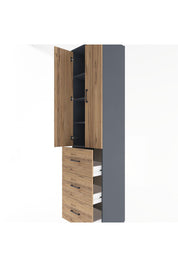 Hyperion Dolap 4 Raflı 3 Çekmeceli 2 Kapaklı 60x44x243 Antrasit-Çam