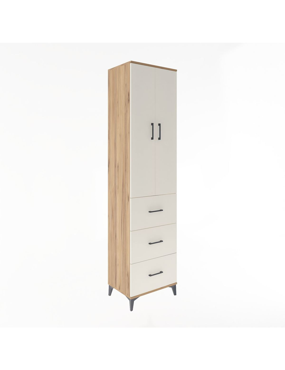 Hyperion Dolap 4 Raflı 3 Çekmeceli 2 Kapaklı 60x44x243 Çam-Aytaşı