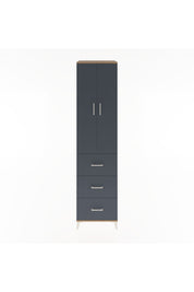 Hyperion Dolap 4 Raflı 3 Çekmeceli 2 Kapaklı 60x44x243 Çam-Antrasit