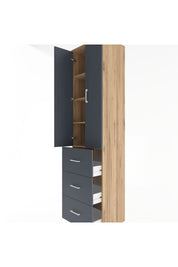 Hyperion Dolap 4 Raflı 3 Çekmeceli 2 Kapaklı 60x44x243 Çam-Antrasit