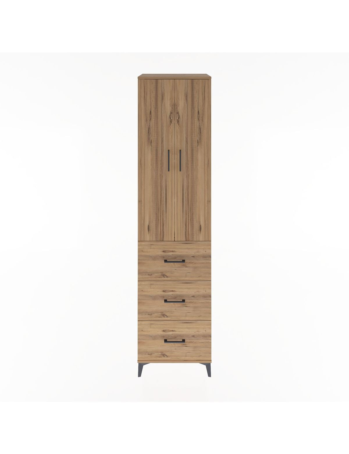 Hyperion Dolap 4 Raflı 3 Çekmeceli 2 Kapaklı 60x44x243 Çam-Çam