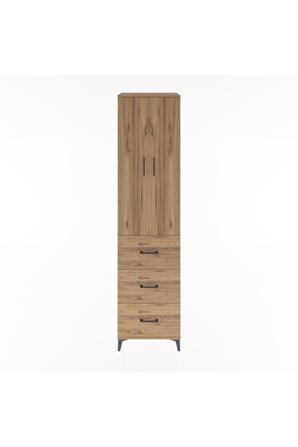 Hyperion Dolap 4 Raflı 3 Çekmeceli 2 Kapaklı 60x44x243 Çam-Çam