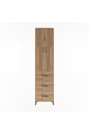 Hyperion Dolap 4 Raflı 3 Çekmeceli 2 Kapaklı 60x44x243 Çam-Çam