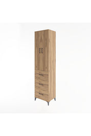 Hyperion Dolap 4 Raflı 3 Çekmeceli 2 Kapaklı 60x44x243 Çam-Çam