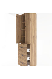 Hyperion Dolap 4 Raflı 3 Çekmeceli 2 Kapaklı 60x44x243 Çam-Çam