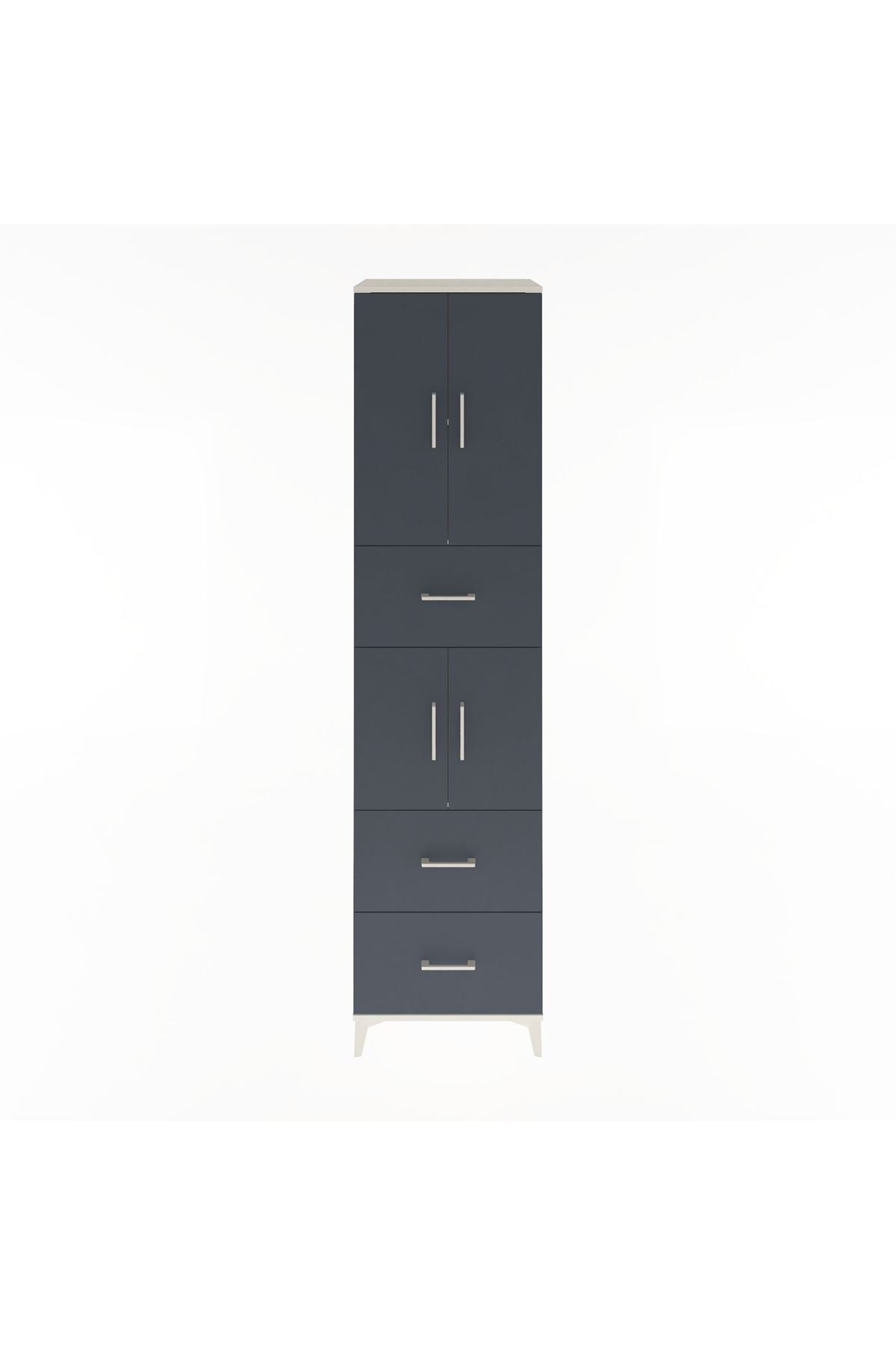 Hyperion Dolap 3 Raflı 3 Çekmeceli 4 Kapaklı 60x44x243 Aytaşı-Antrasit