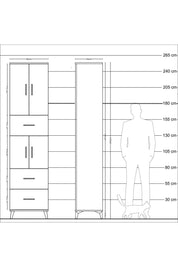Hyperion Dolap 3 Raflı 3 Çekmeceli 4 Kapaklı 60x44x243 Aytaşı-Çam