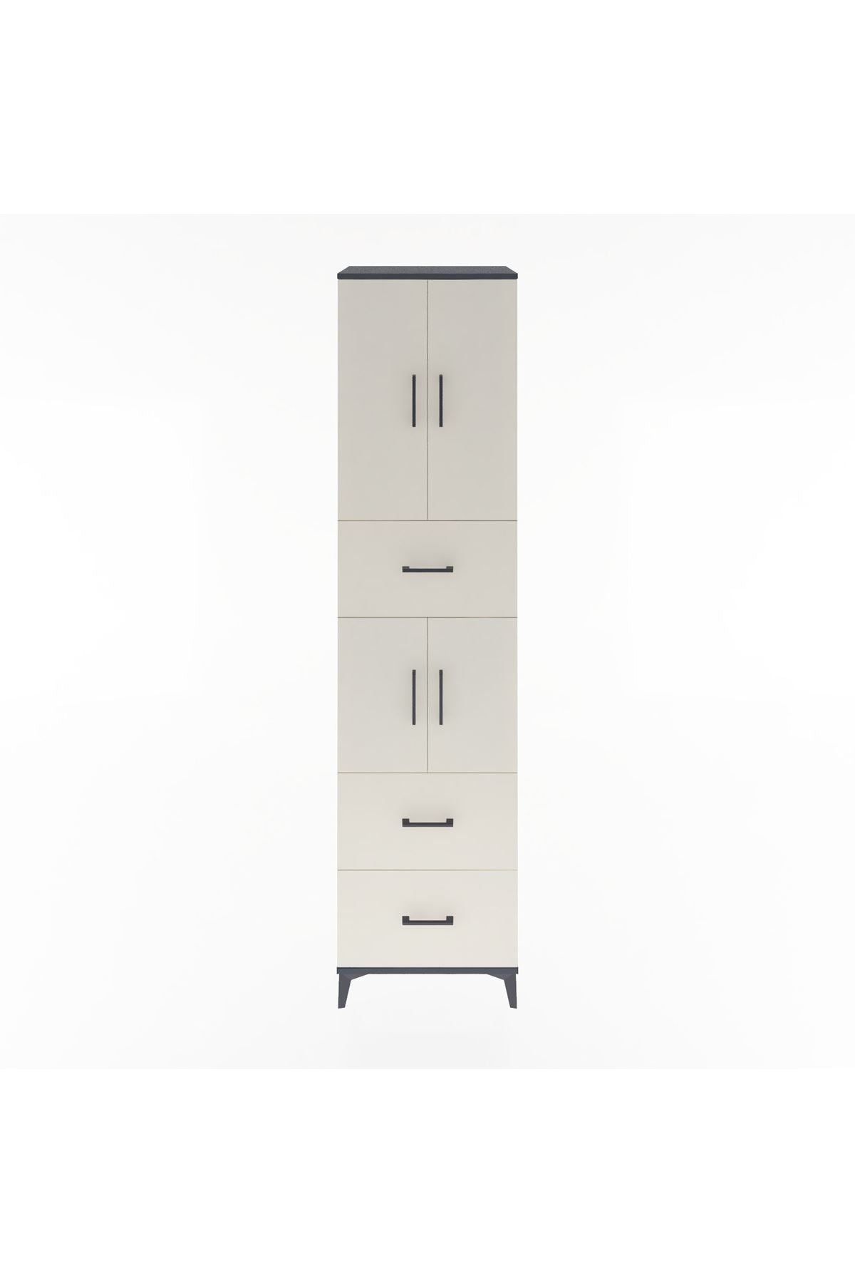 Hyperion Dolap 3 Raflı 3 Çekmeceli 4 Kapaklı 60x44x243 Antrasit-Aytaşı