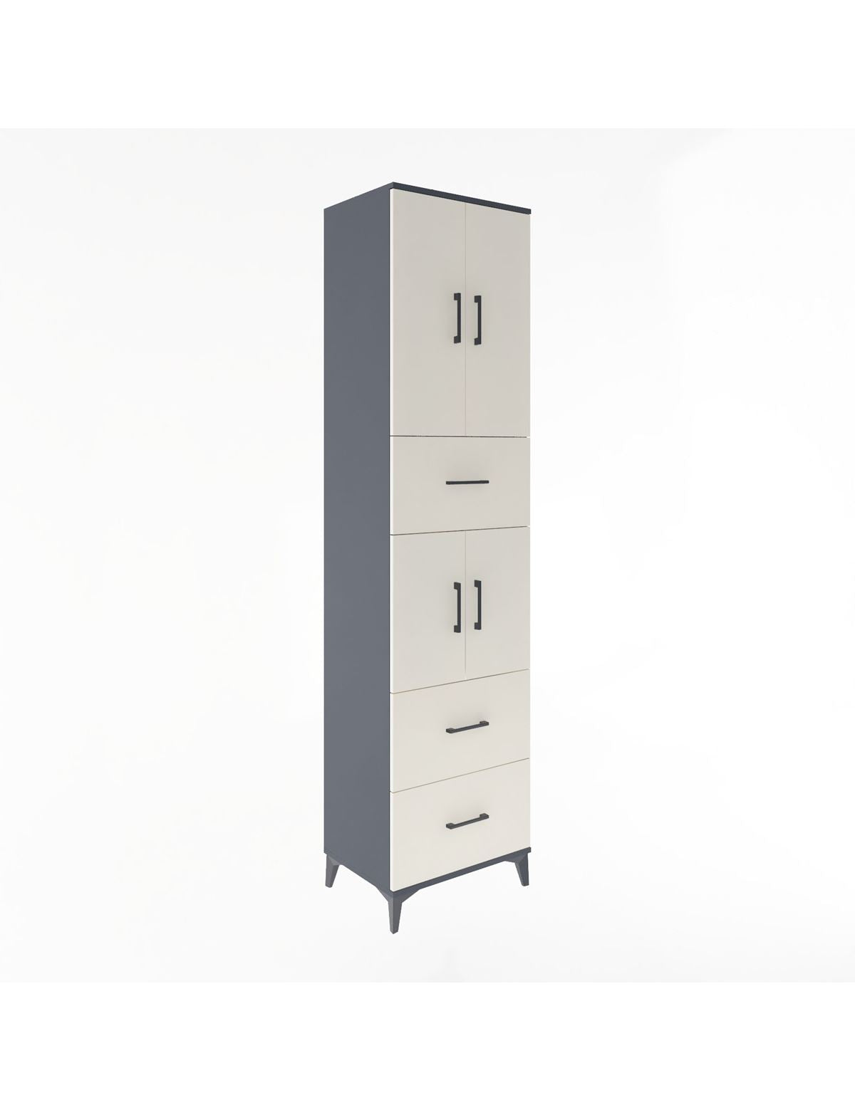 Hyperion Dolap 3 Raflı 3 Çekmeceli 4 Kapaklı 60x44x243 Antrasit-Aytaşı