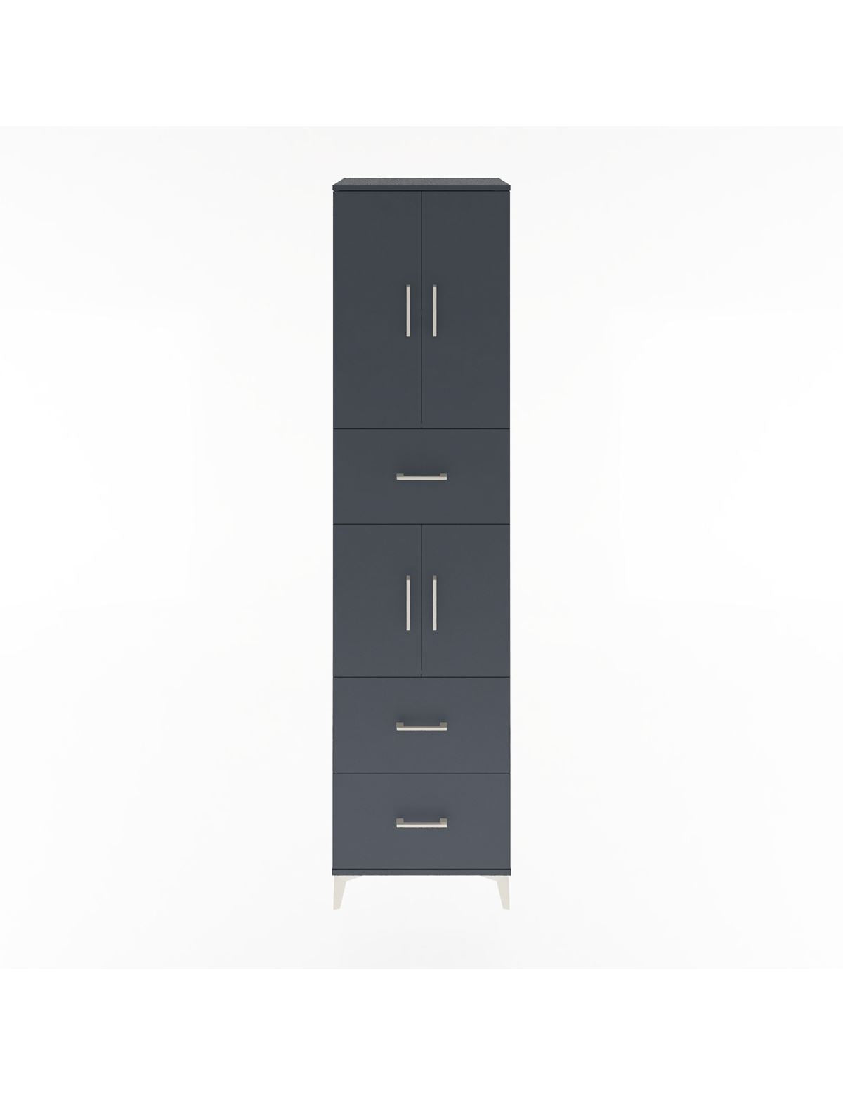 Hyperion Dolap 3 Raflı 3 Çekmeceli 4 Kapaklı 60x44x243 Antrasit-Antrasit