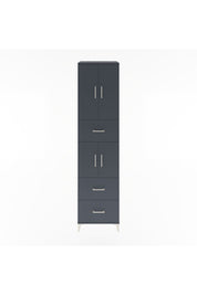 Hyperion Dolap 3 Raflı 3 Çekmeceli 4 Kapaklı 60x44x243 Antrasit-Antrasit