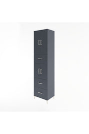 Hyperion Dolap 3 Raflı 3 Çekmeceli 4 Kapaklı 60x44x243 Antrasit-Antrasit