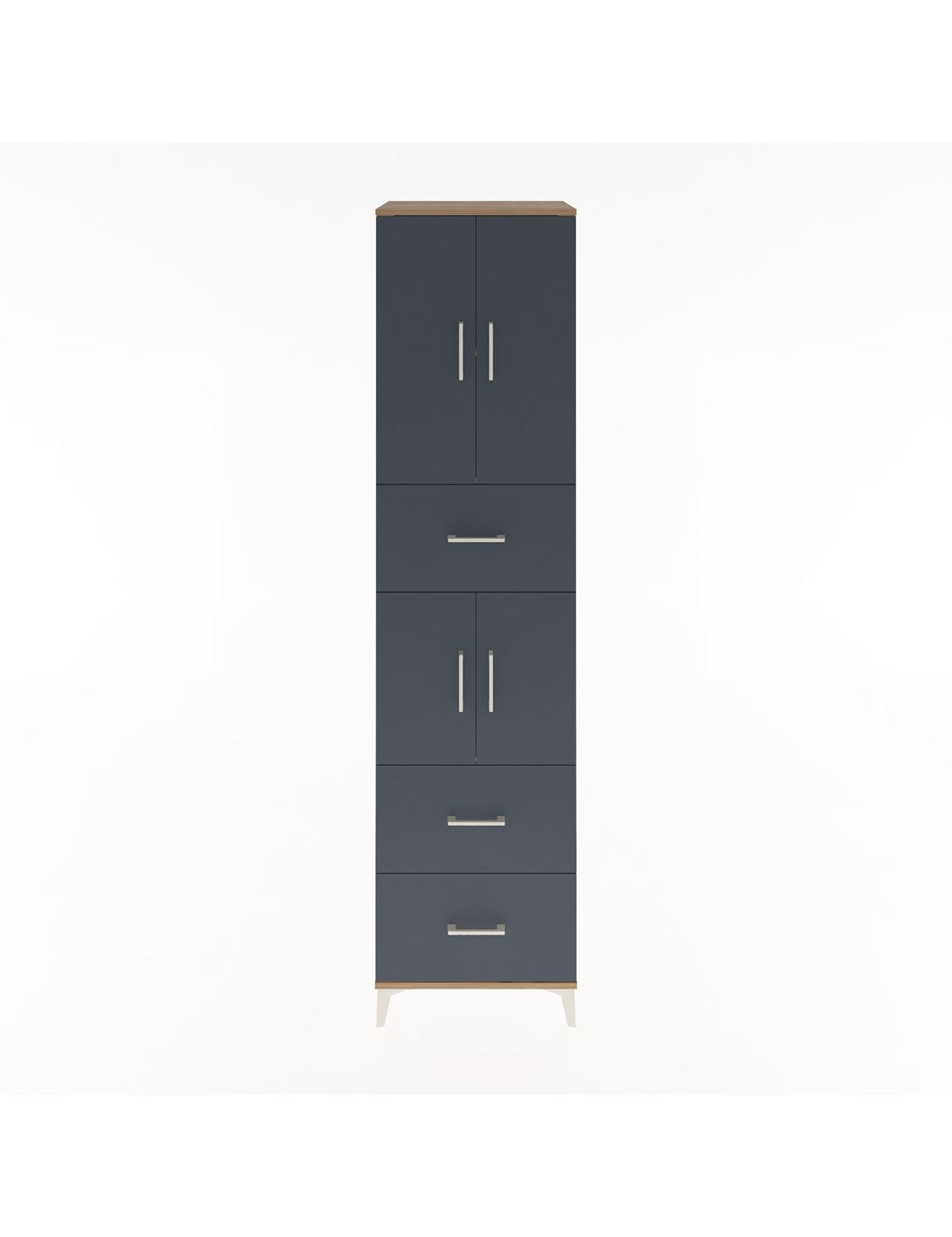 Hyperion Dolap 3 Raflı 3 Çekmeceli 4 Kapaklı 60x44x243 Çam-Antrasit