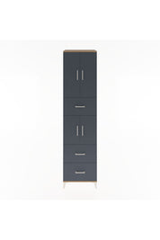 Hyperion Dolap 3 Raflı 3 Çekmeceli 4 Kapaklı 60x44x243 Çam-Antrasit