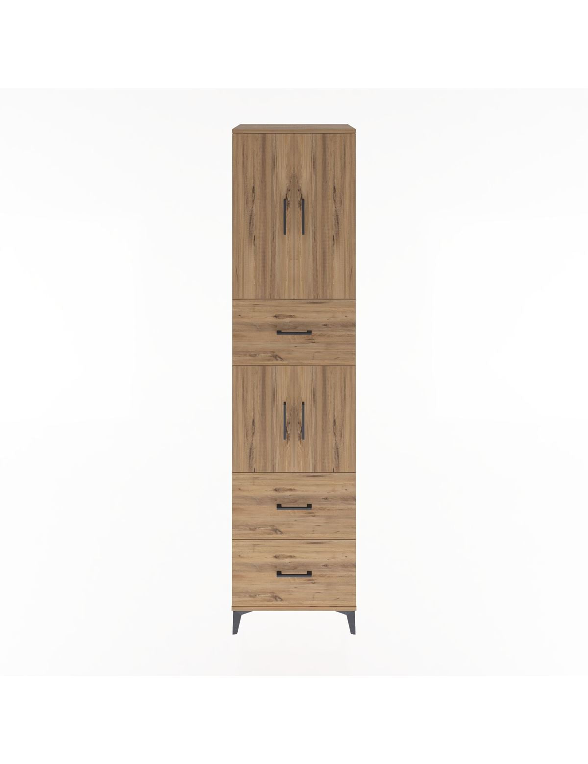 Hyperion Dolap 3 Raflı 3 Çekmeceli 4 Kapaklı 60x44x243 Çam-Çam