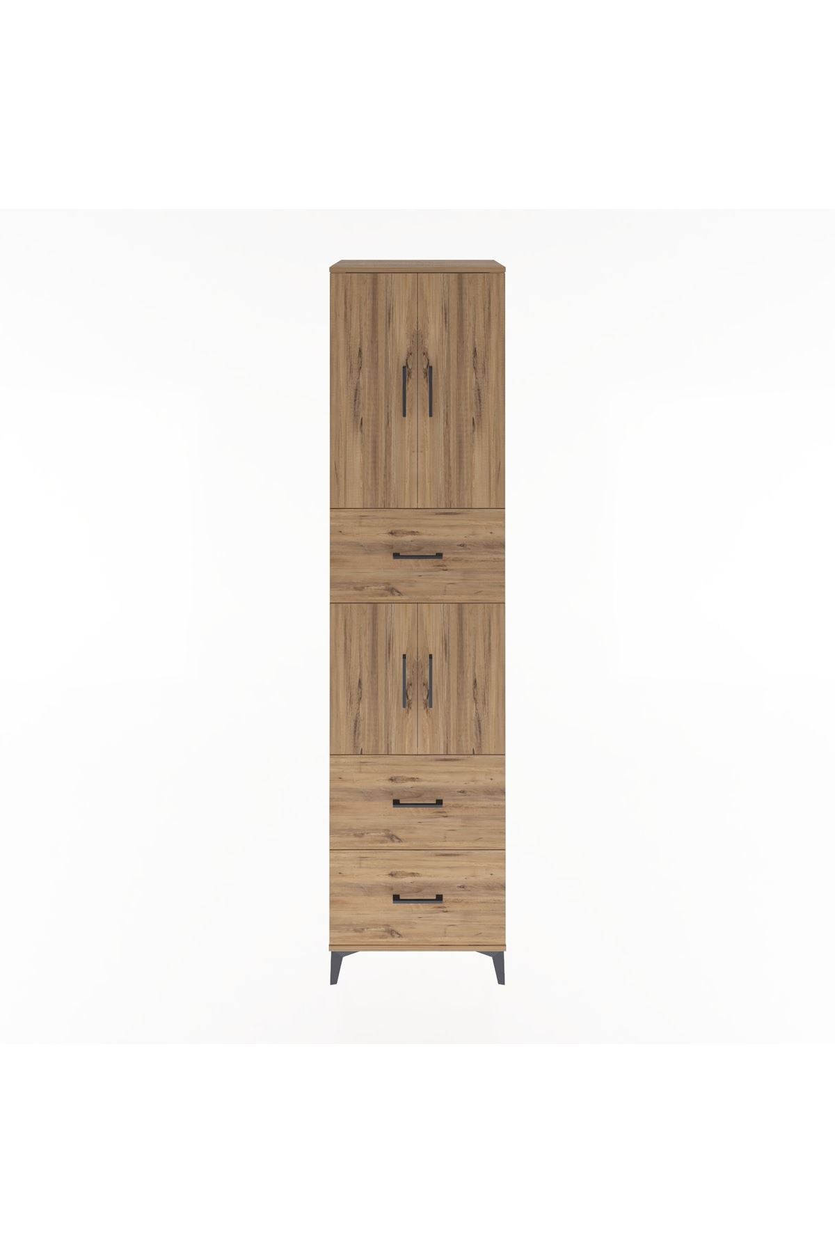 Hyperion Dolap 3 Raflı 3 Çekmeceli 4 Kapaklı 60x44x243 Çam-Çam