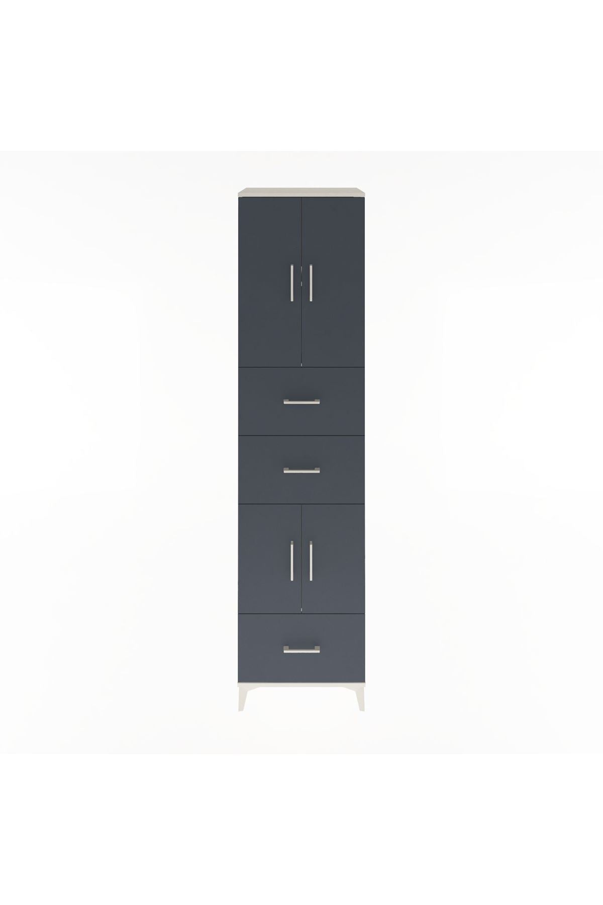 Hyperion Dolap 3 Raflı 3 Çekmeceli 4 Kapaklı 60x44x243 Aytaşı-Antrasit
