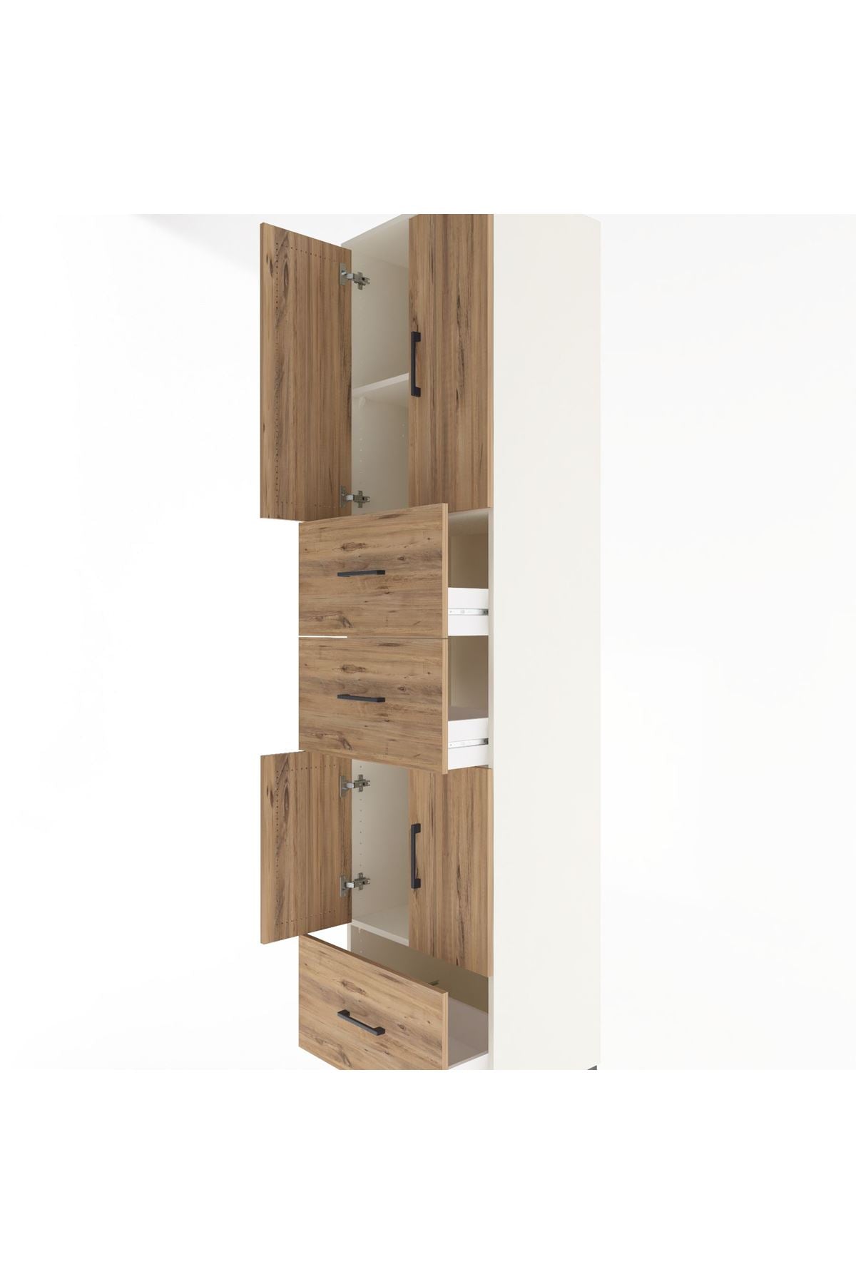 Hyperion Dolap 3 Raflı 3 Çekmeceli 4 Kapaklı 60x44x243 Aytaşı-Çam