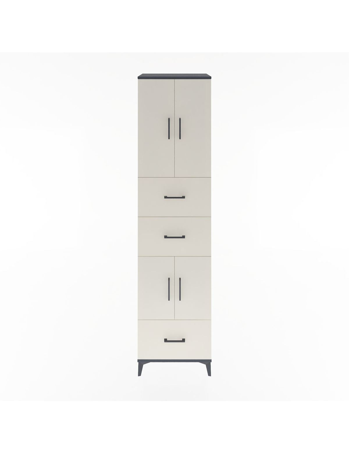 Hyperion Dolap 3 Raflı 3 Çekmeceli 4 Kapaklı 60x44x243 Antrasit-Aytaşı