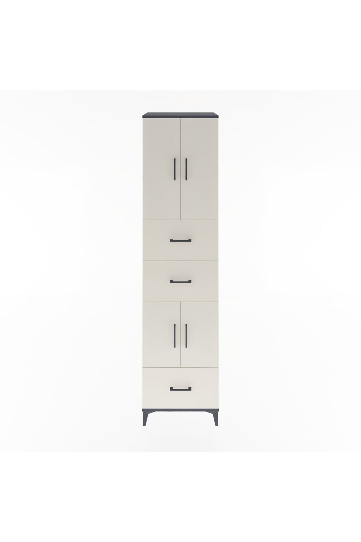 Hyperion Dolap 3 Raflı 3 Çekmeceli 4 Kapaklı 60x44x243 Antrasit-Aytaşı