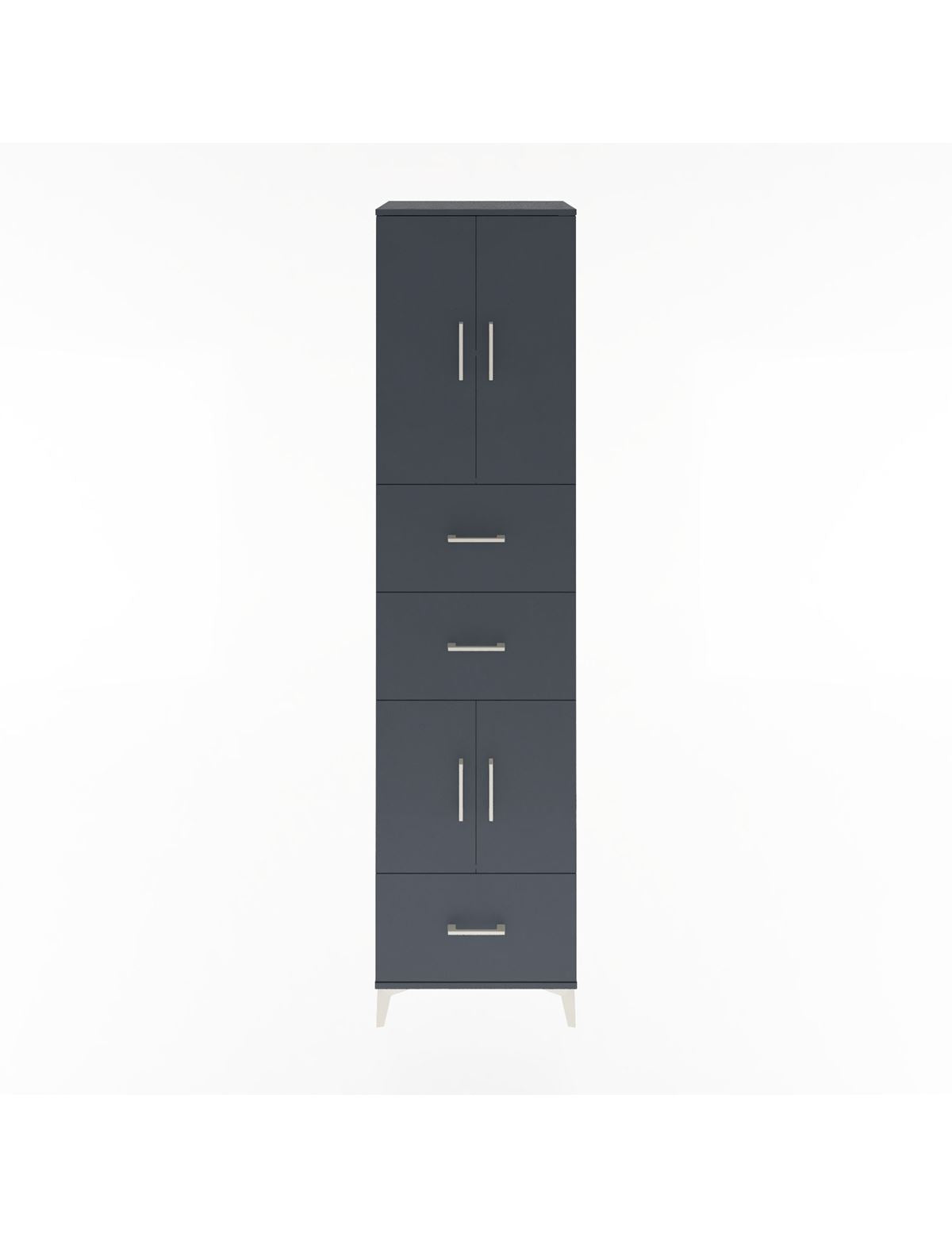 Hyperion Dolap 3 Raflı 3 Çekmeceli 4 Kapaklı 60x44x243 Antrasit-Antrasit