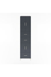 Hyperion Dolap 3 Raflı 3 Çekmeceli 4 Kapaklı 60x44x243 Antrasit-Antrasit