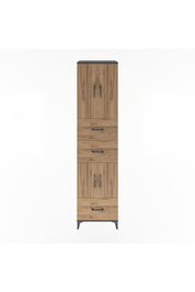 Hyperion Dolap 3 Raflı 3 Çekmeceli 4 Kapaklı 60x44x243 Antrasit-Çam