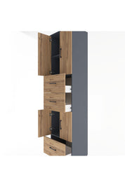 Hyperion Dolap 3 Raflı 3 Çekmeceli 4 Kapaklı 60x44x243 Antrasit-Çam