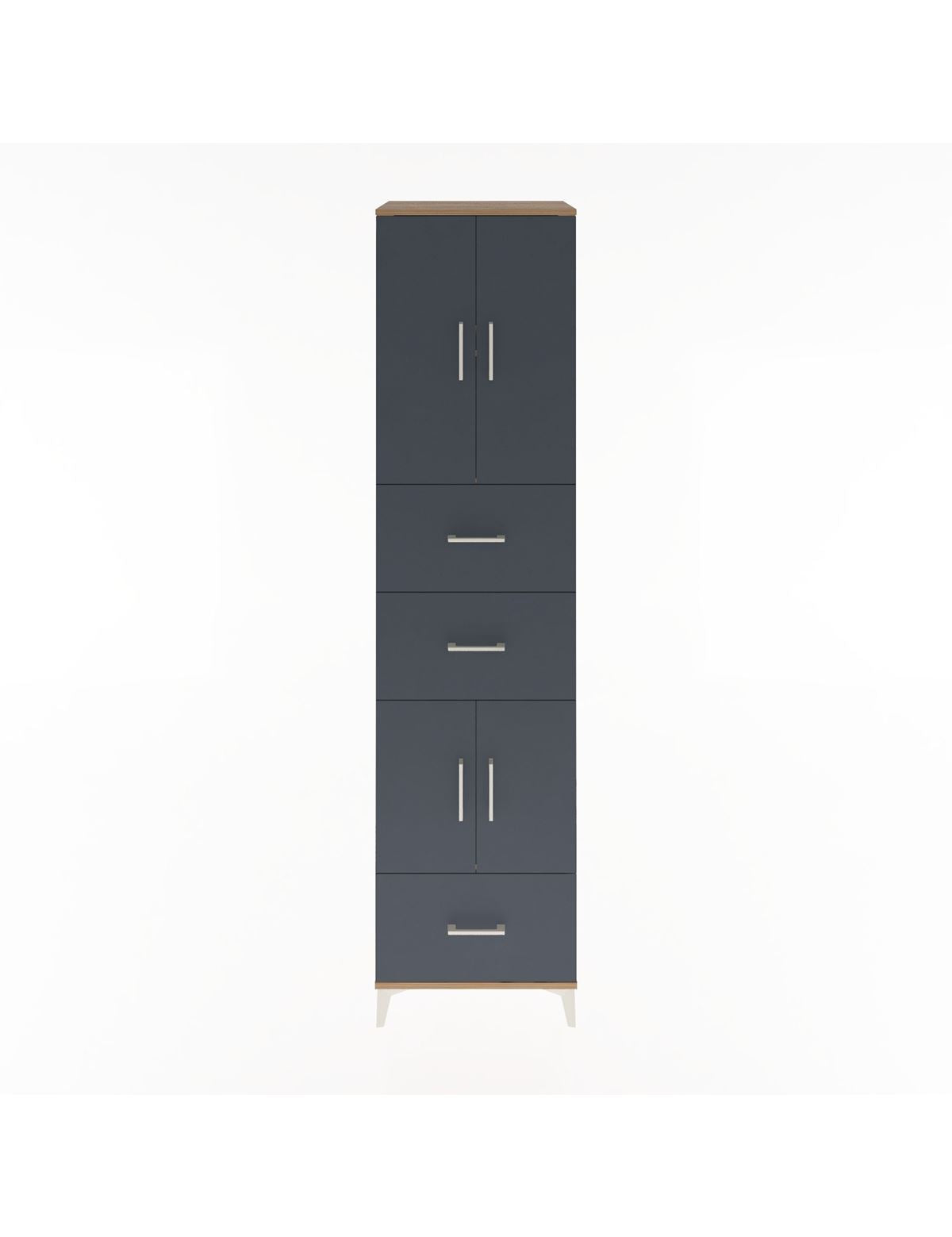 Hyperion Dolap 3 Raflı 3 Çekmeceli 4 Kapaklı 60x44x243 Çam-Antrasit