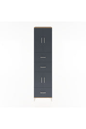 Hyperion Dolap 3 Raflı 3 Çekmeceli 4 Kapaklı 60x44x243 Çam-Antrasit