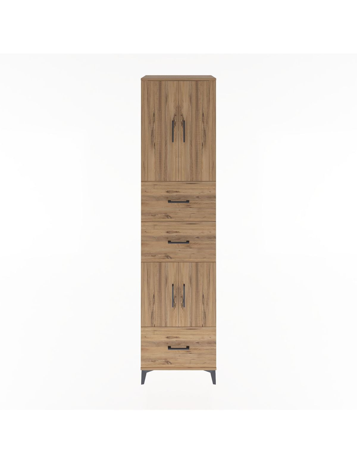 Hyperion Dolap 3 Raflı 3 Çekmeceli 4 Kapaklı 60x44x243 Çam-Çam