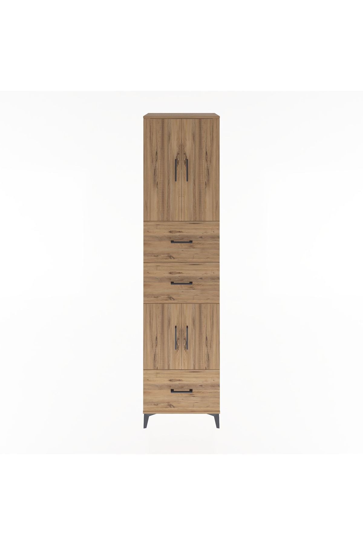 Hyperion Dolap 3 Raflı 3 Çekmeceli 4 Kapaklı 60x44x243 Çam-Çam