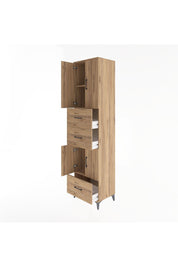 Hyperion Dolap 3 Raflı 3 Çekmeceli 4 Kapaklı 60x44x243 Çam-Çam