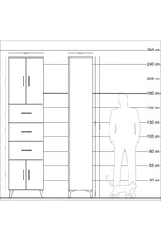 Hyperion Dolap 2 Raflı 3 Çekmeceli 4 Kapaklı 60x44x243 Aytaşı-Çam
