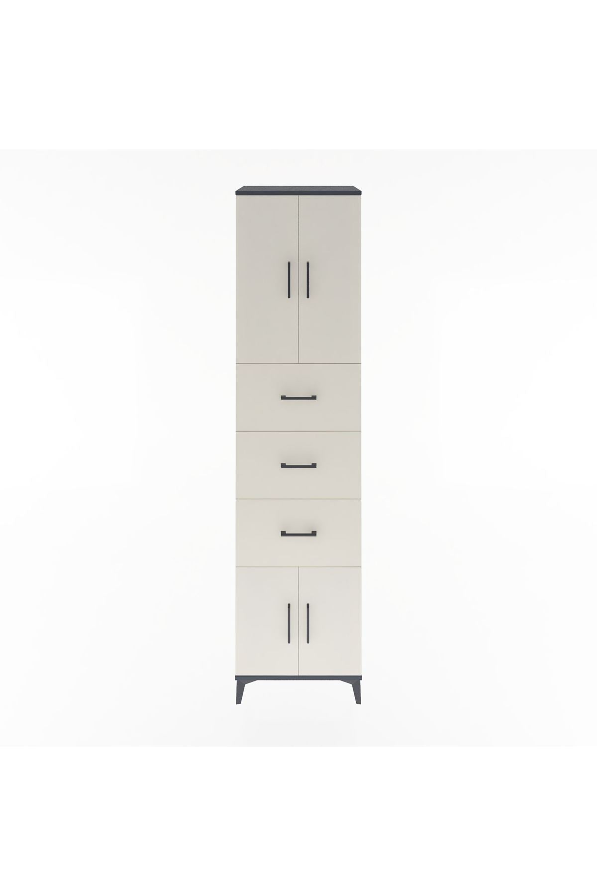 Hyperion Dolap 2 Raflı 3 Çekmeceli 4 Kapaklı 60x44x243 Antrasit-Aytaşı