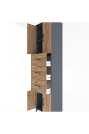 Hyperion Dolap 2 Raflı 3 Çekmeceli 4 Kapaklı 60x44x243 Antrasit-Çam