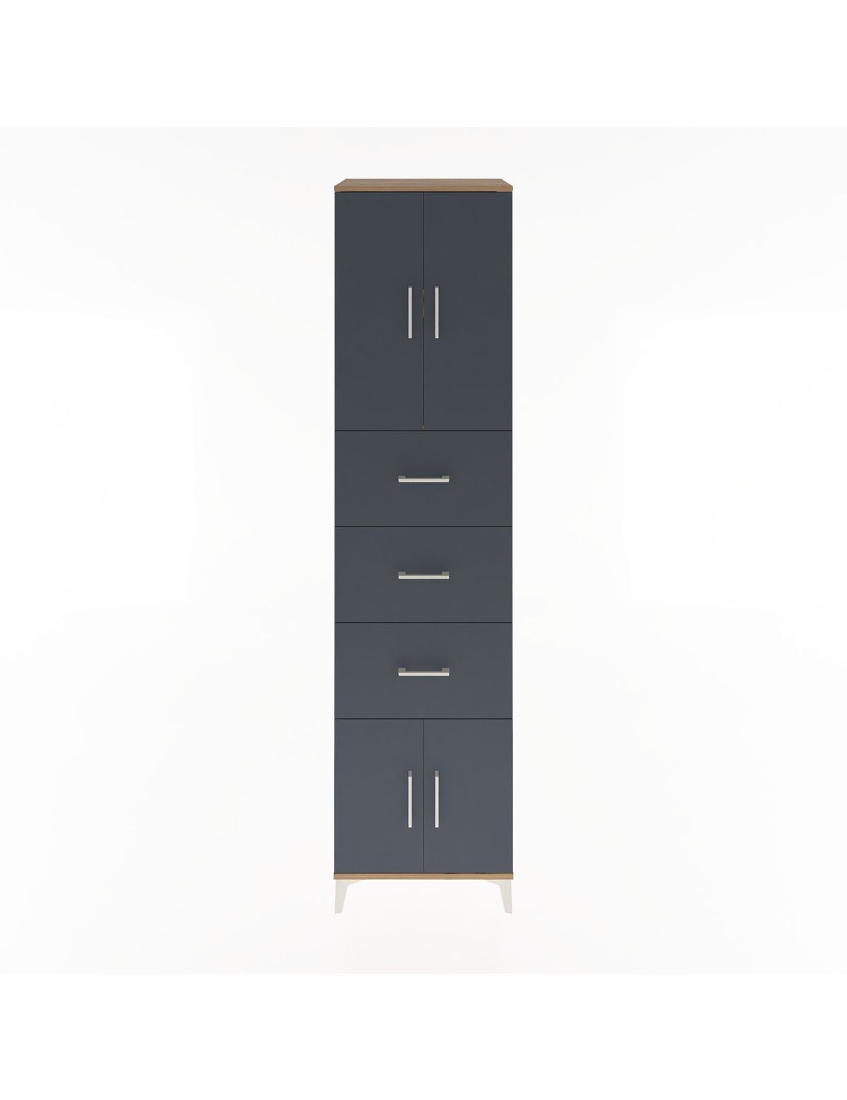 Hyperion Dolap 2 Raflı 3 Çekmeceli 4 Kapaklı 60x44x243 Çam-Antrasit