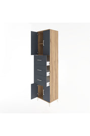 Hyperion Dolap 2 Raflı 3 Çekmeceli 4 Kapaklı 60x44x243 Çam-Antrasit