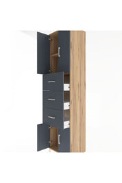 Hyperion Dolap 2 Raflı 3 Çekmeceli 4 Kapaklı 60x44x243 Çam-Antrasit