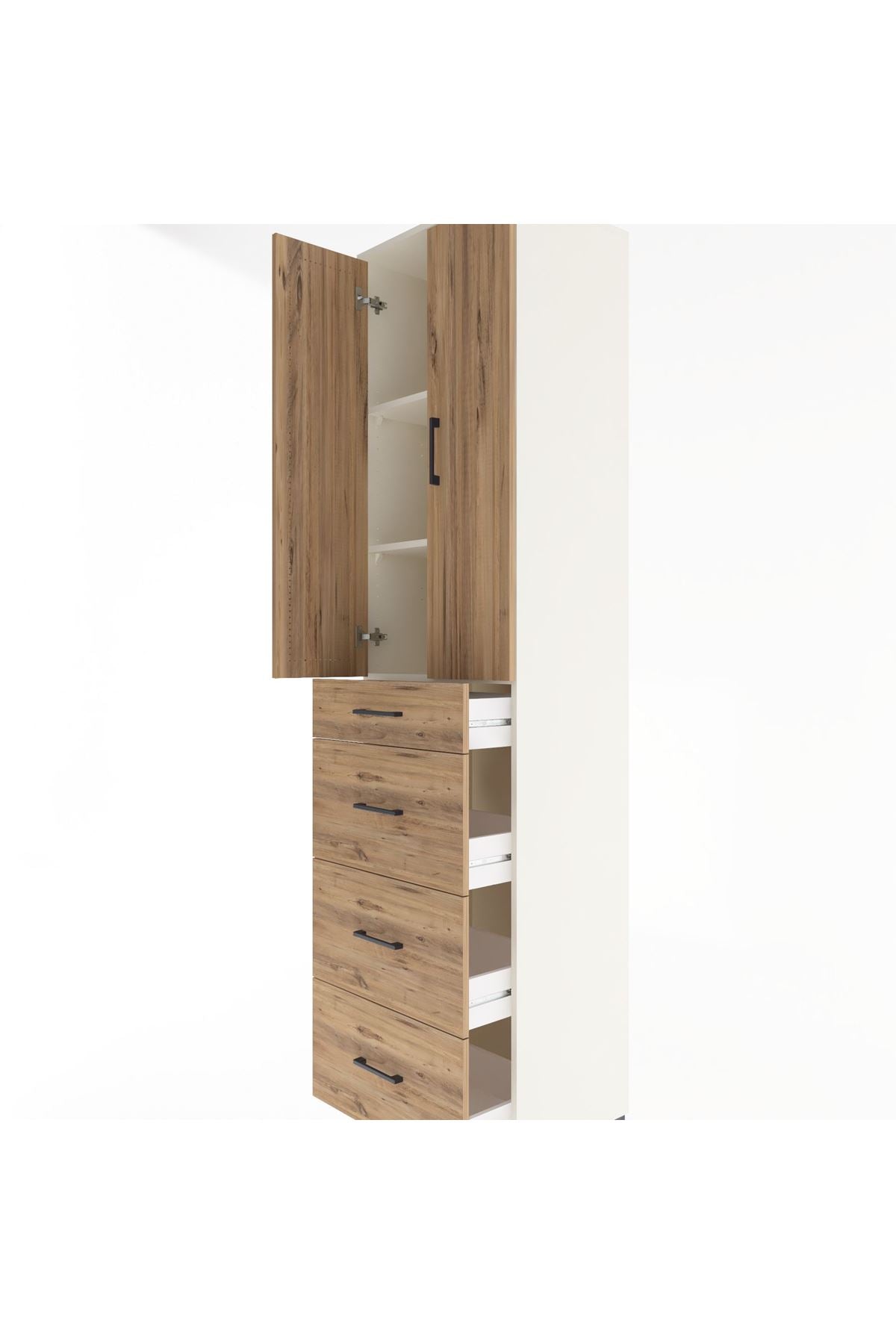 Hyperion Dolap 3 Raflı 4 Çekmeceli 2 Kapaklı 60x44x243 Aytaşı-Çam