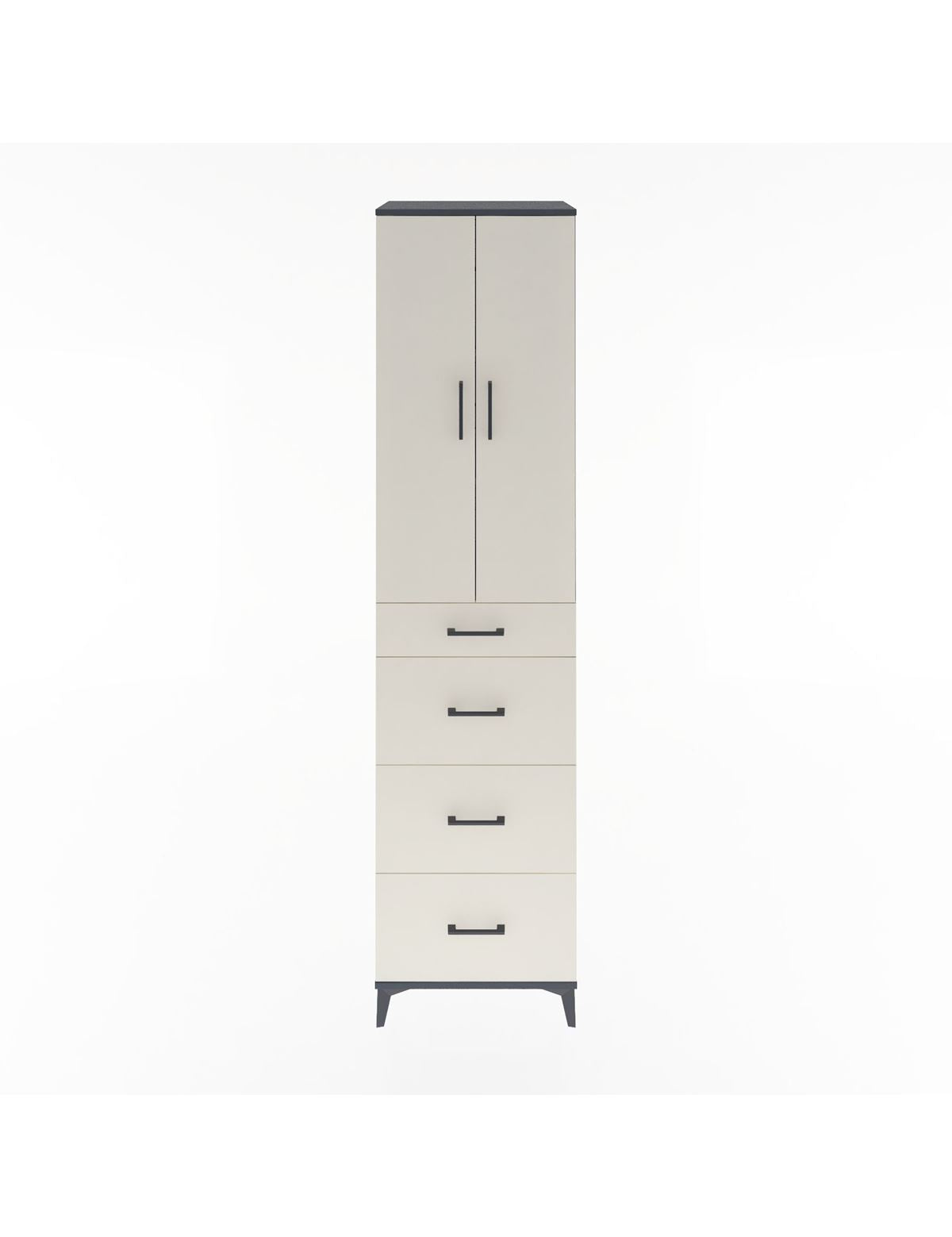 Hyperion Dolap 3 Raflı 4 Çekmeceli 2 Kapaklı 60x44x243 Antrasit-Aytaşı