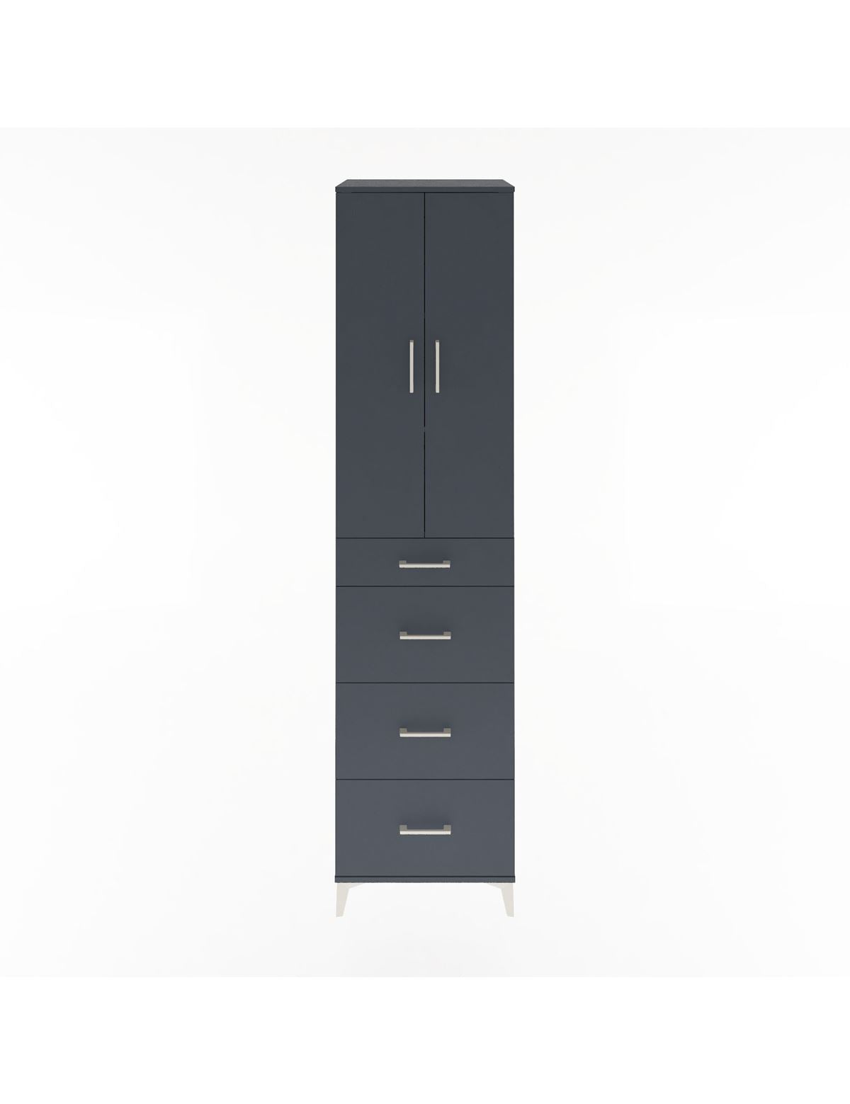 Hyperion Dolap 3 Raflı 4 Çekmeceli 2 Kapaklı 60x44x243 Antrasit-Antrasit