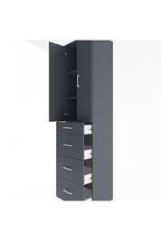 Hyperion Dolap 3 Raflı 4 Çekmeceli 2 Kapaklı 60x44x243 Antrasit-Antrasit