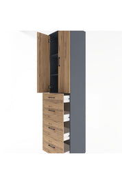 Hyperion Dolap 3 Raflı 4 Çekmeceli 2 Kapaklı 60x44x243 Antrasit-Çam