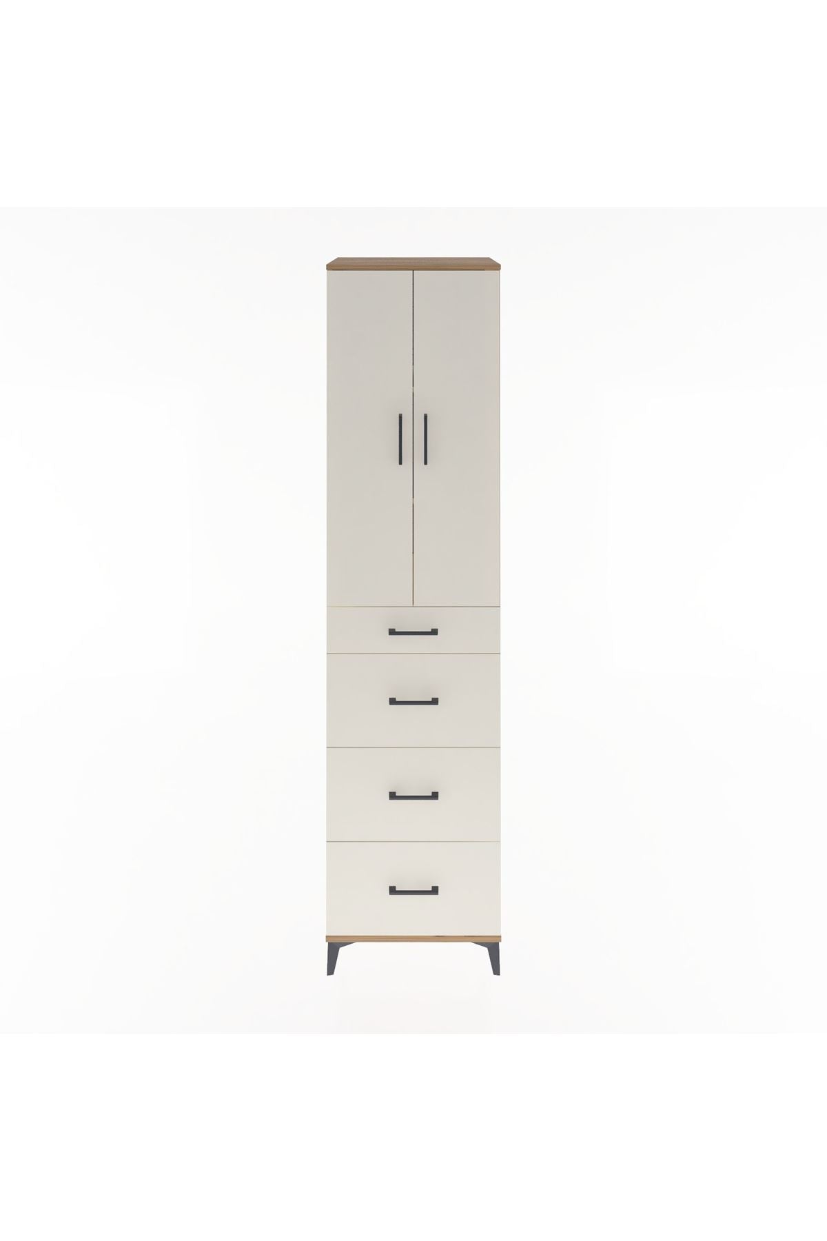 Hyperion Dolap 3 Raflı 4 Çekmeceli 2 Kapaklı 60x44x243 Çam-Aytaşı